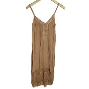 ASOS Lace Trim Cami Dress Sleeveless Casual Beige Midi US‎ 4